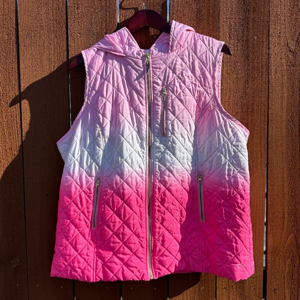 Crown & Ivy Hot Pink Ombre Vest with Gold Accents Size XXL